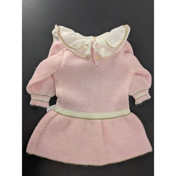 Vintage Knit baby dress, Girls Pink knit dress,  T-2 Clayeux France - Picture 2 of 7